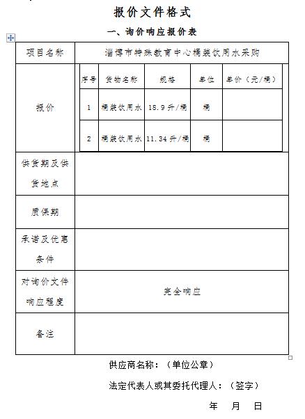 淄博市特殊教育中心桶裝飲用水采購(gòu)詢價(jià)通告